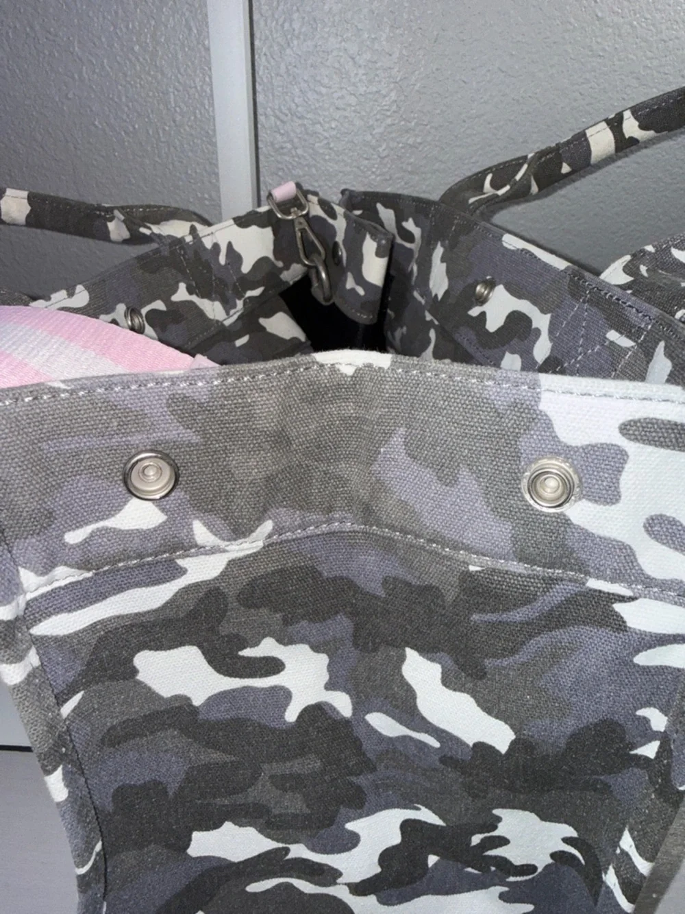 Quilted Koala Gray Camo Tote-Crossbody with Glitter Heart, and Pink Crossbody - Picture 6 of 14
